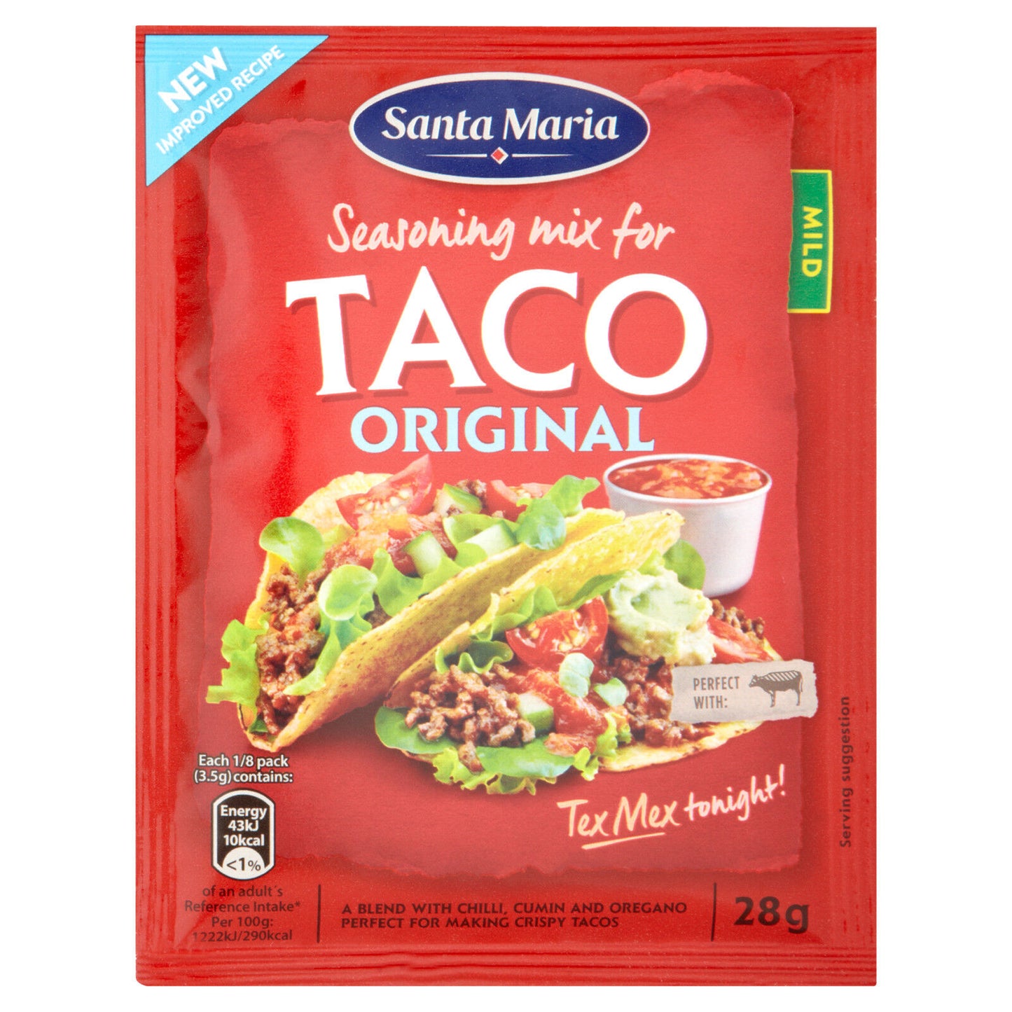6 SANTA MARIA TACO Original Seasoning Mix Chili, Cumin & Oregano Mild Blend 28g