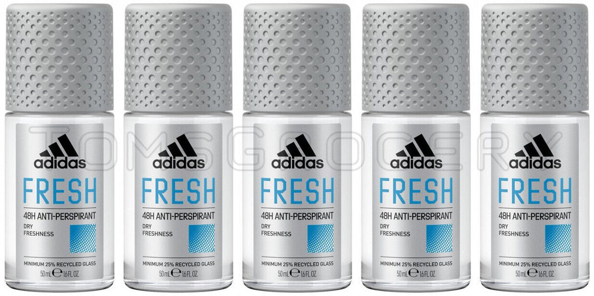 5 ADIDAS MEN FRESH 48H Dry Freshness Antiperspirant Roll On Deodorant 50ml