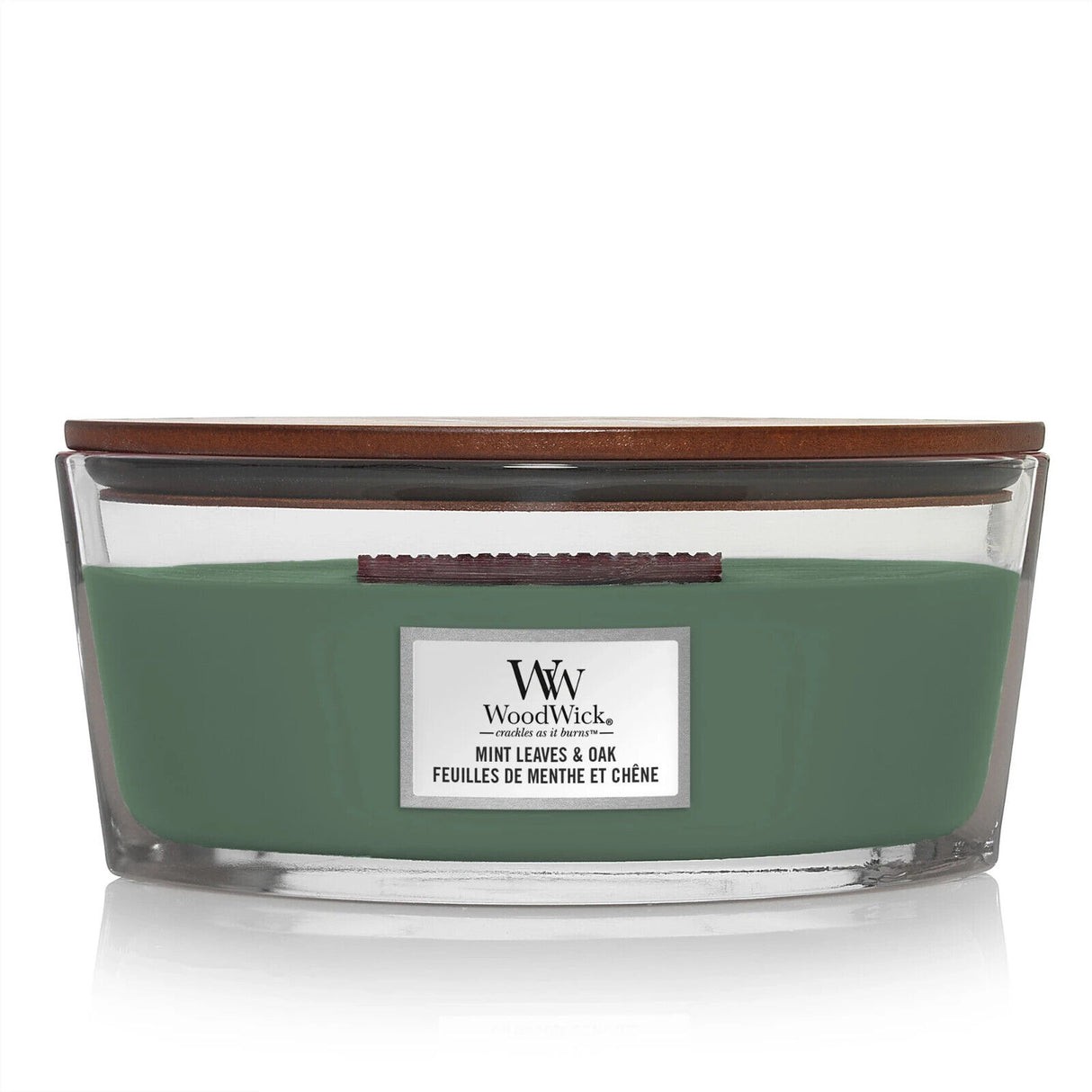 WOODWICK MINT LEAVES & OAK Scented Ellipse Jar Candle 453g 16oz