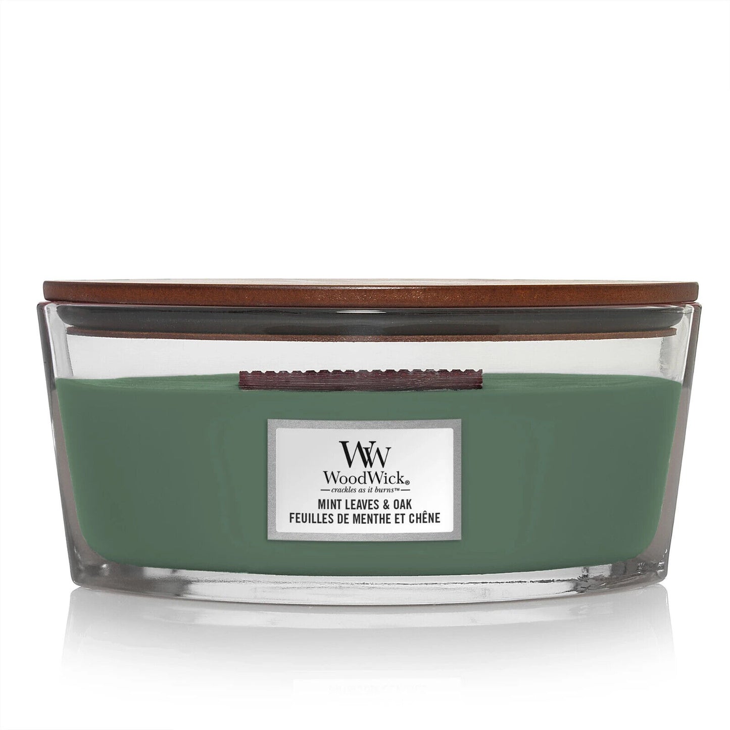 WOODWICK MINT LEAVES & OAK Scented Ellipse Jar Candle 453g 16oz