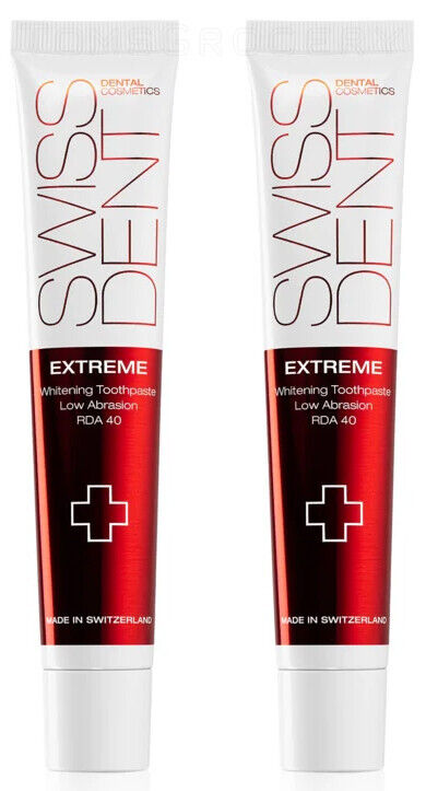 2 SWISSDENT Extreme Whitening Toothpaste Low Abrasion RDA40 50ml