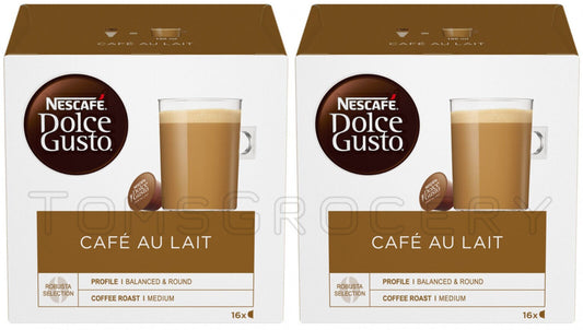 2 NESCAFE CAFE AU LAIT Coffee Capsules Boxes Pods for Dolce Gusto Machines 160g