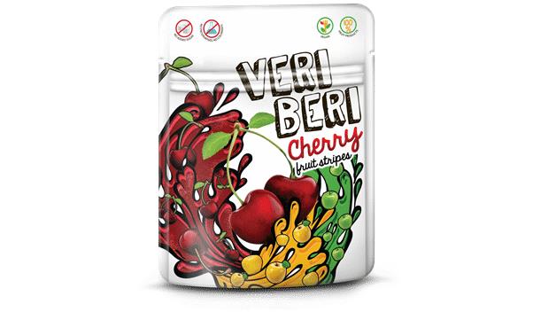10 VERI BERI CHERRY 100% Natural Vegan Gummy Stripes Sugar Free 50g 1.7oz