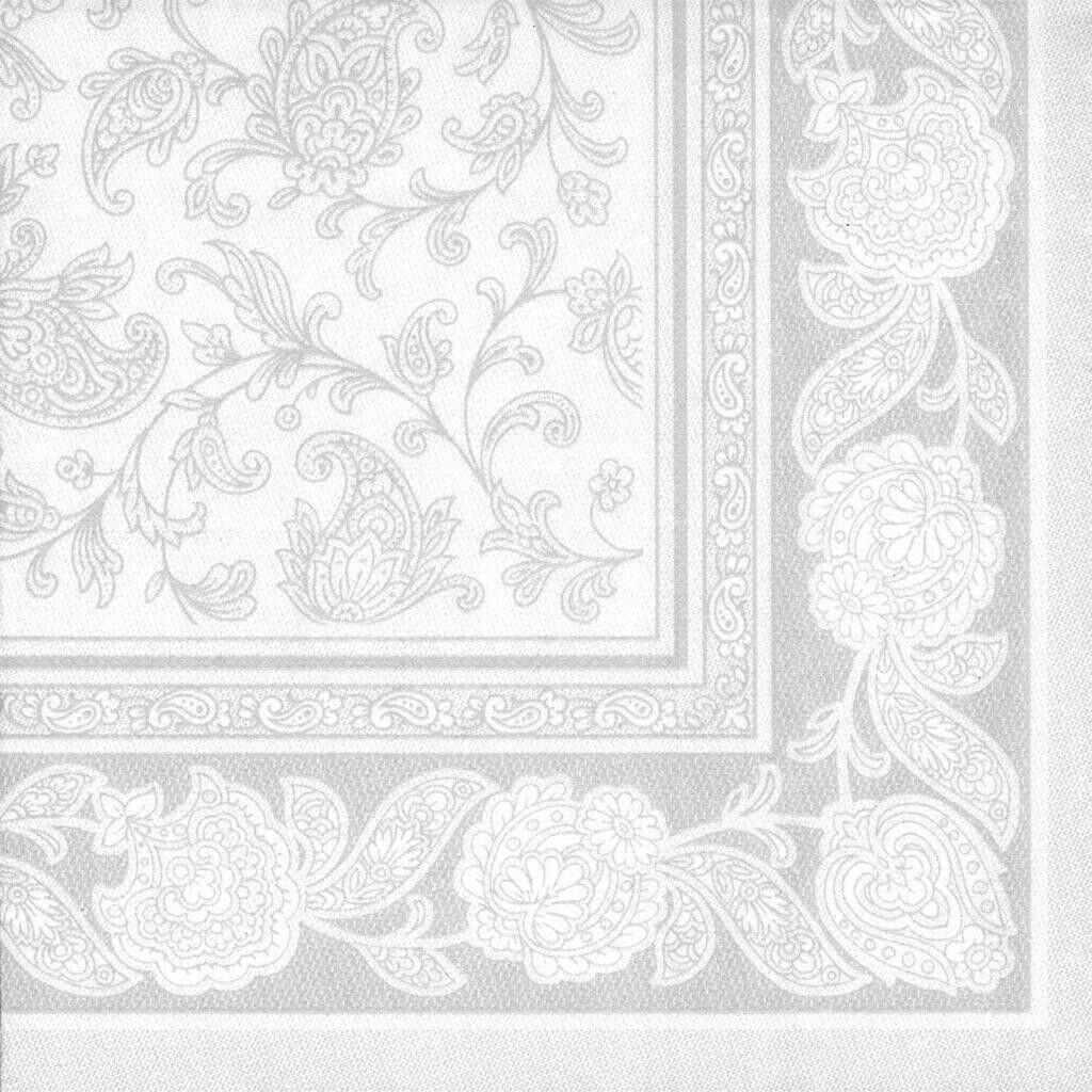 Napkins ROYAL Collection 1/4 Fold WHITE Ornaments 40 x 40 cm 15.75 x 15.75in
