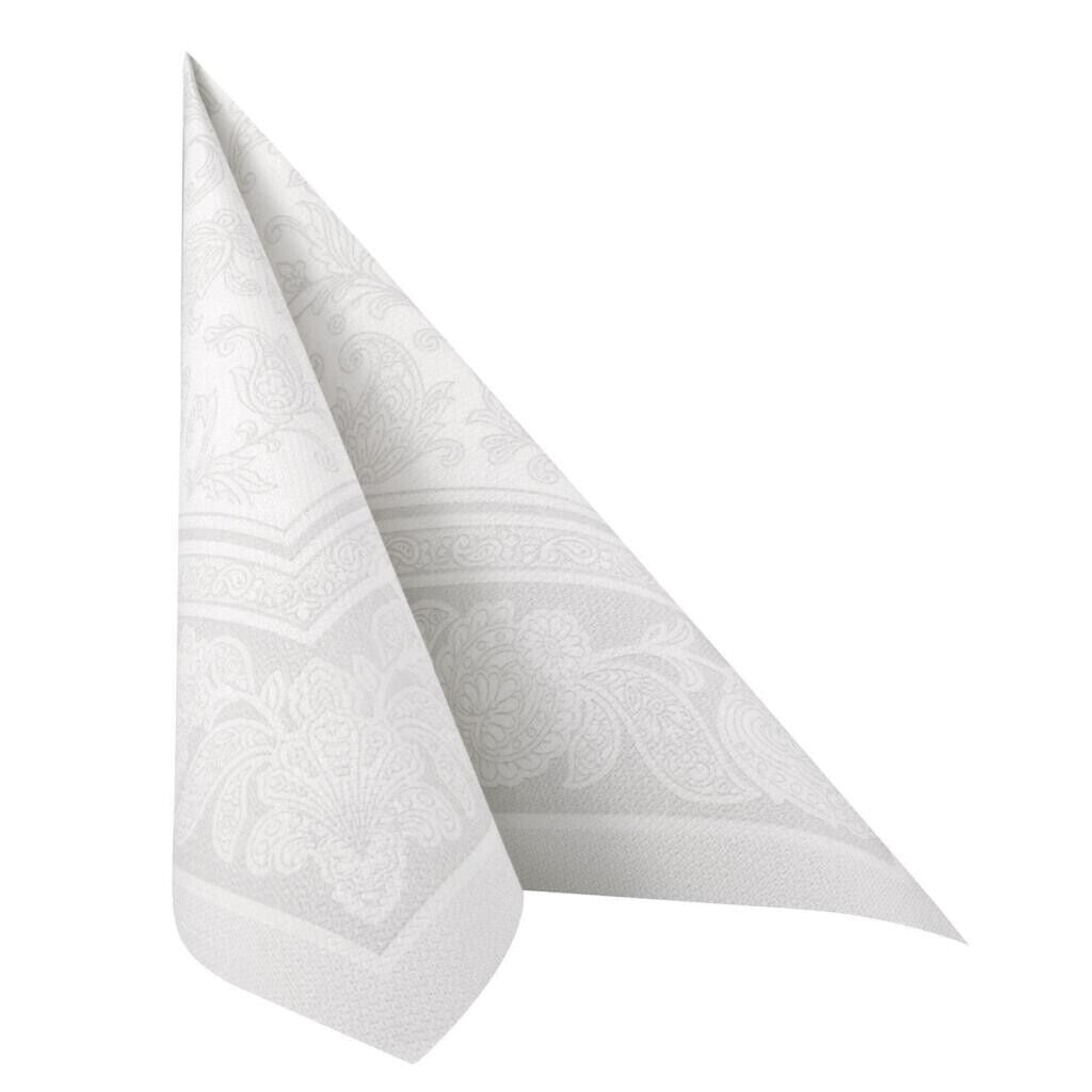 Napkins ROYAL Collection 1/4 Fold WHITE Ornaments 40 x 40 cm 15.75 x 15.75in