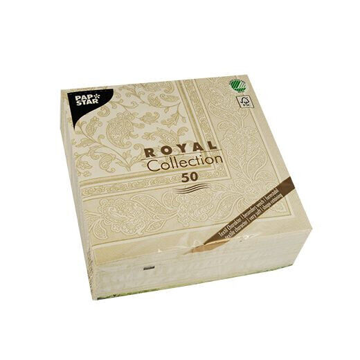 Napkins ROYAL Collection 1/4 Fold CHAMPAGNE Ornaments 40 x 40 cm 15.75 x 15.75in