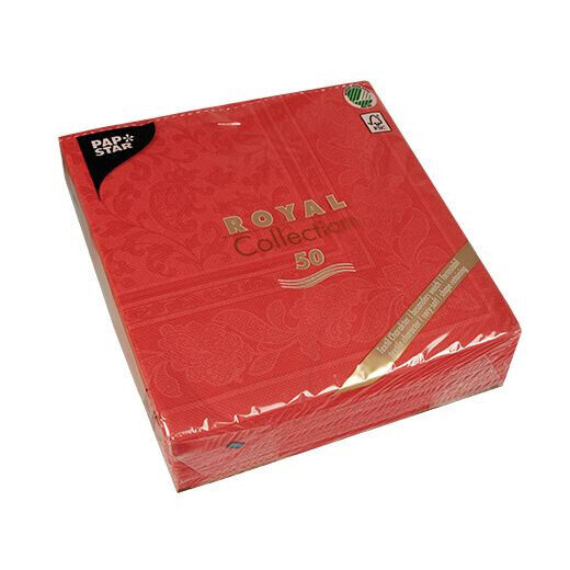 Napkins ROYAL Collection 1/4 Fold RED Ornaments 40 x 40cm 15.75 x 15.75in