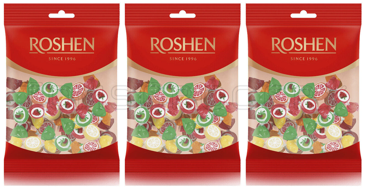 3 ROSHEN ROXIUKAS Retro Hand Made Fruit Flavor Hard Candies Sweets Bonbons 100g
