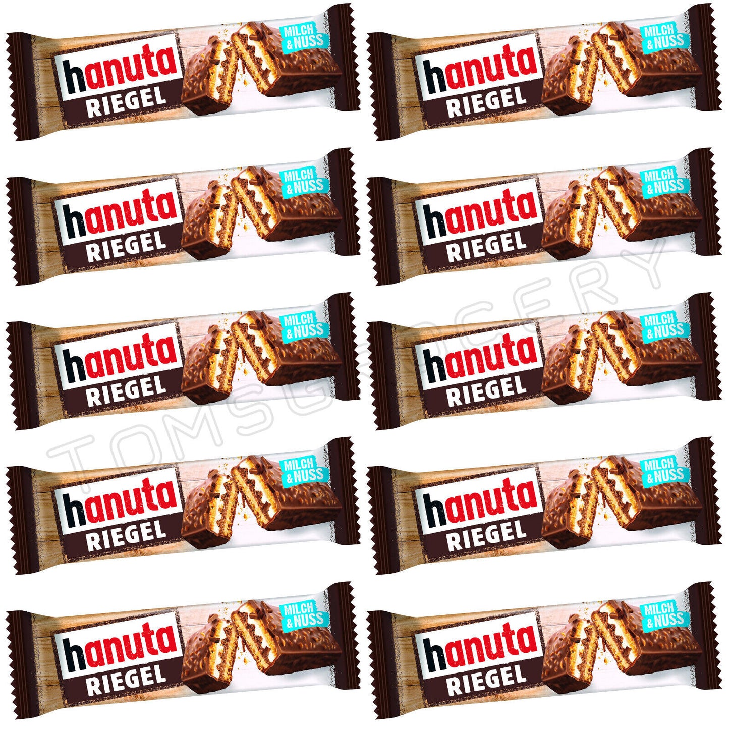 10 HANUTA RIEGEL Crispy Milk Chocolate Wafers with Nuts European Snacks Treats