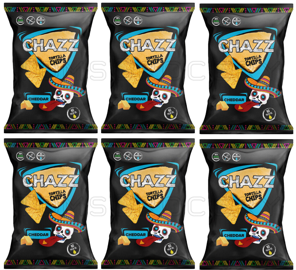 6 CHAZZ CHEDDAR Flavor Tortilla Chips 100g 3.5oz