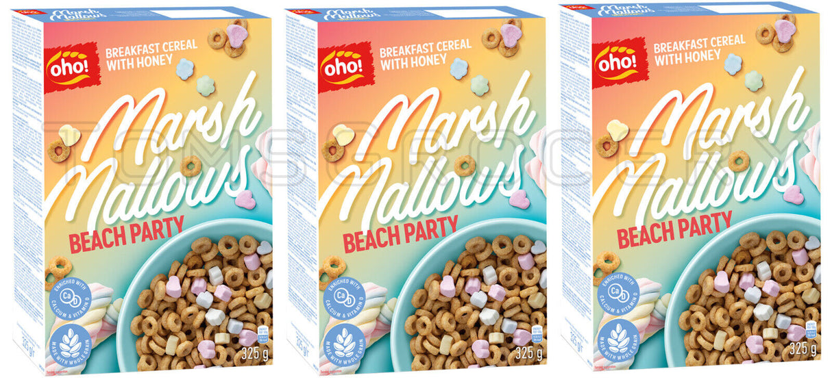 3 BOXES BEACH PARTY Breakfast Cereal with Honey & Marshmallows 325g 11.5oz
