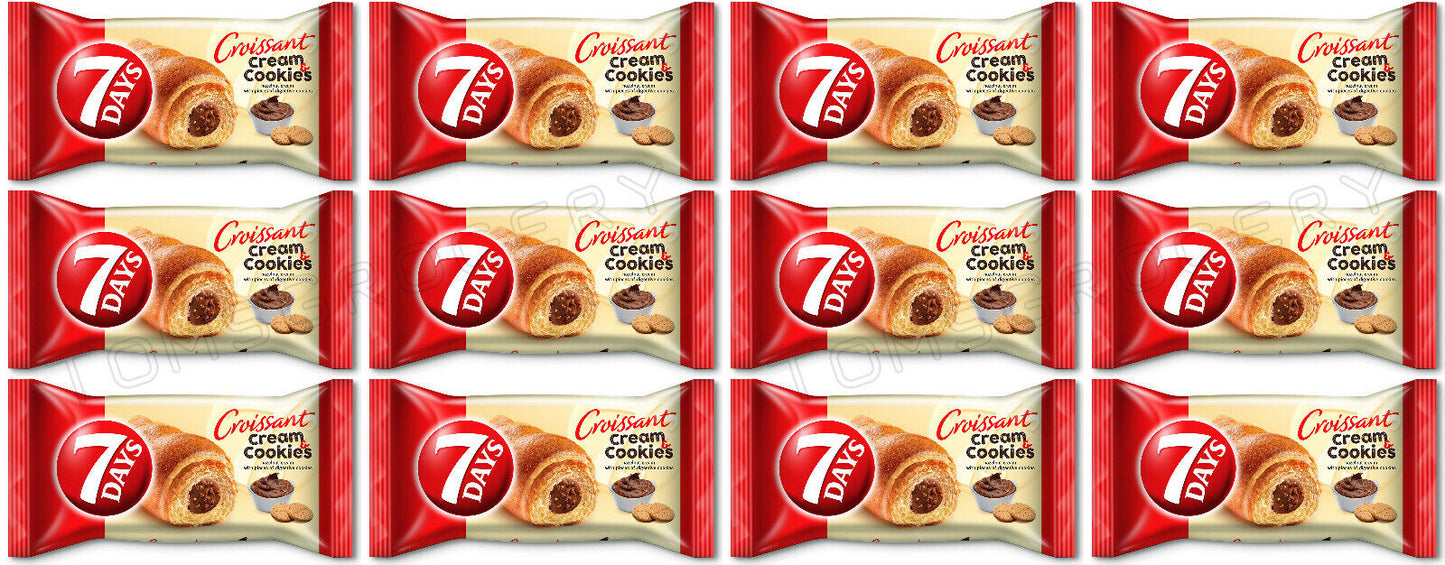 7DAYS Croissants with Cream Cookies Filling Fun Snacks Sweets 12 x 60g 2.1oz