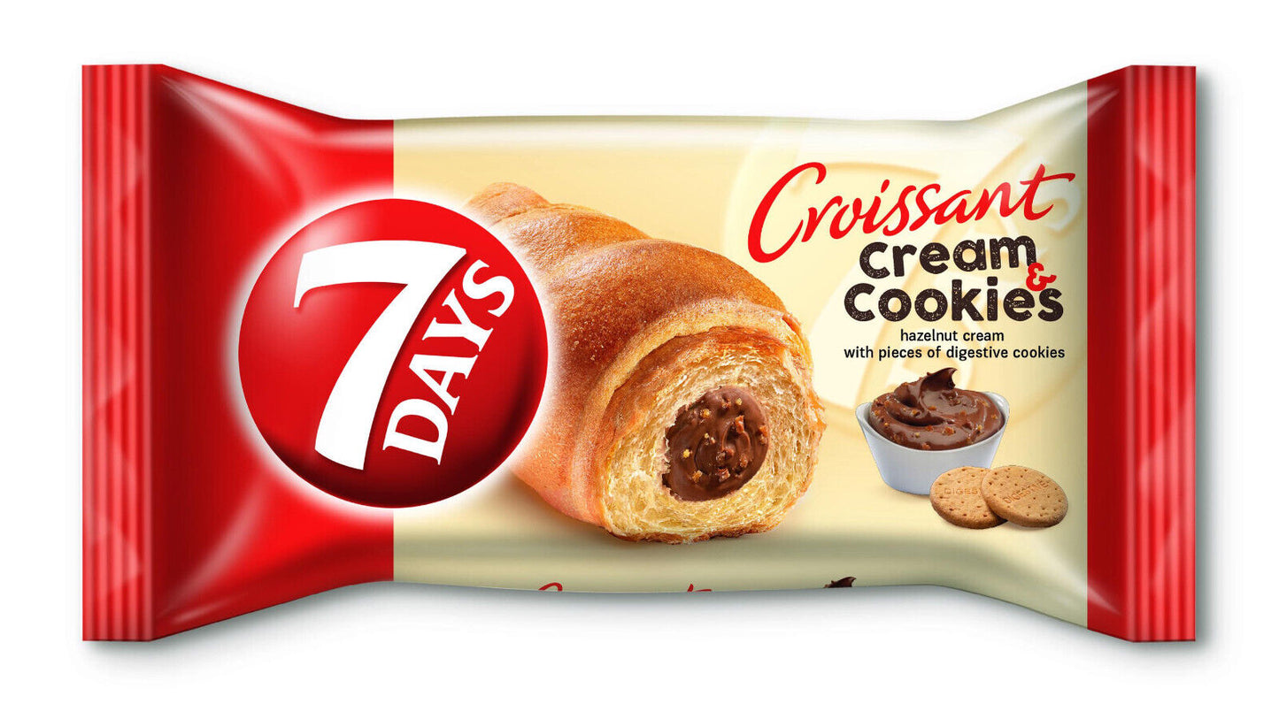 7DAYS Croissants with Cream Cookies Filling Fun Snacks Sweets 12 x 60g 2.1oz