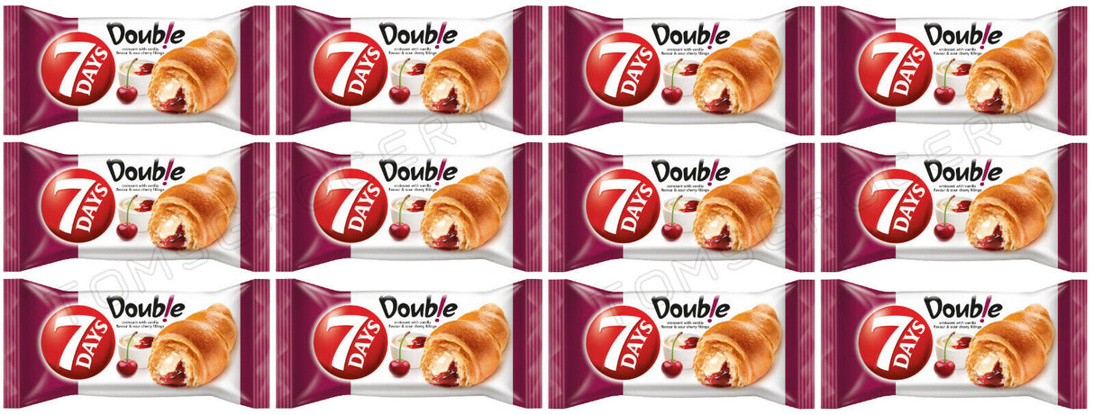7DAYS Croissants with Vanilla & Sour Cherry Filling Snacks Sweets 12 x 60g 2.1oz