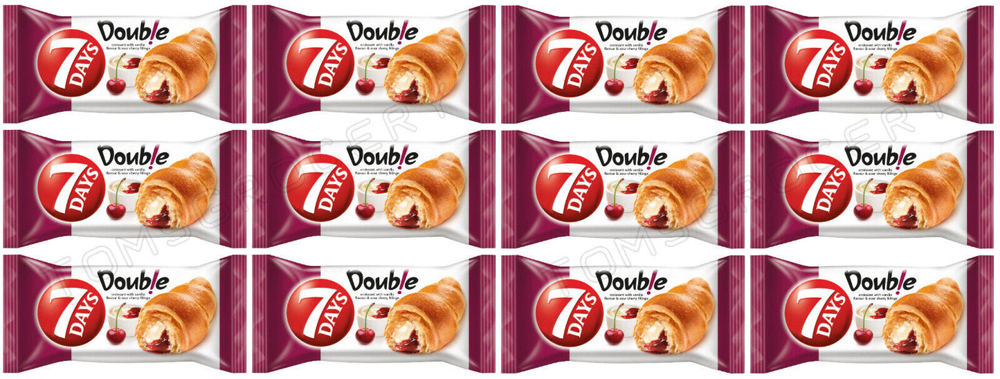 7DAYS Croissants with Vanilla & Sour Cherry Filling Snacks Sweets 12 x 60g 2.1oz