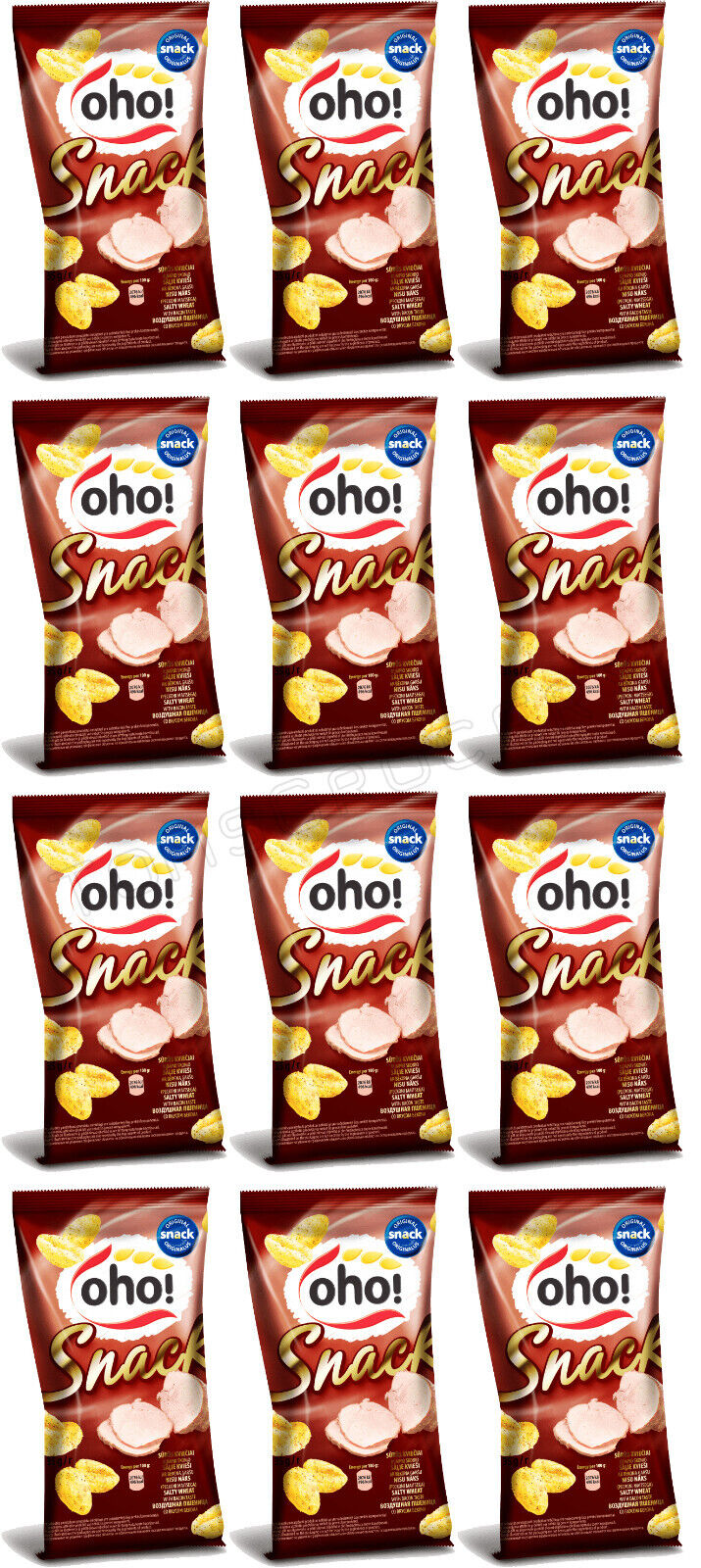 12 OHO BACON Flavor Puffed Salty Wheat Snacks Crisps 35g 1.23oz