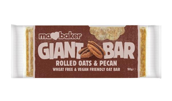 4 MA BAKER GIANT BAR Rolled Oats & Pecan Vegan Cereal Bars 90g 3.17oz