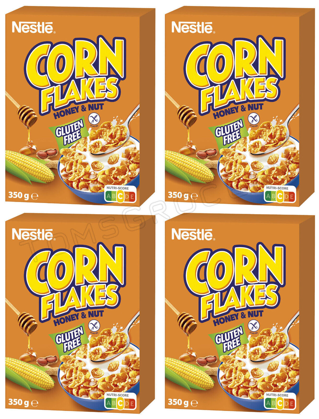 NESTLE CORN FLAKES Honey & Nut Flavor Breakfast Cereal 4 x 350g