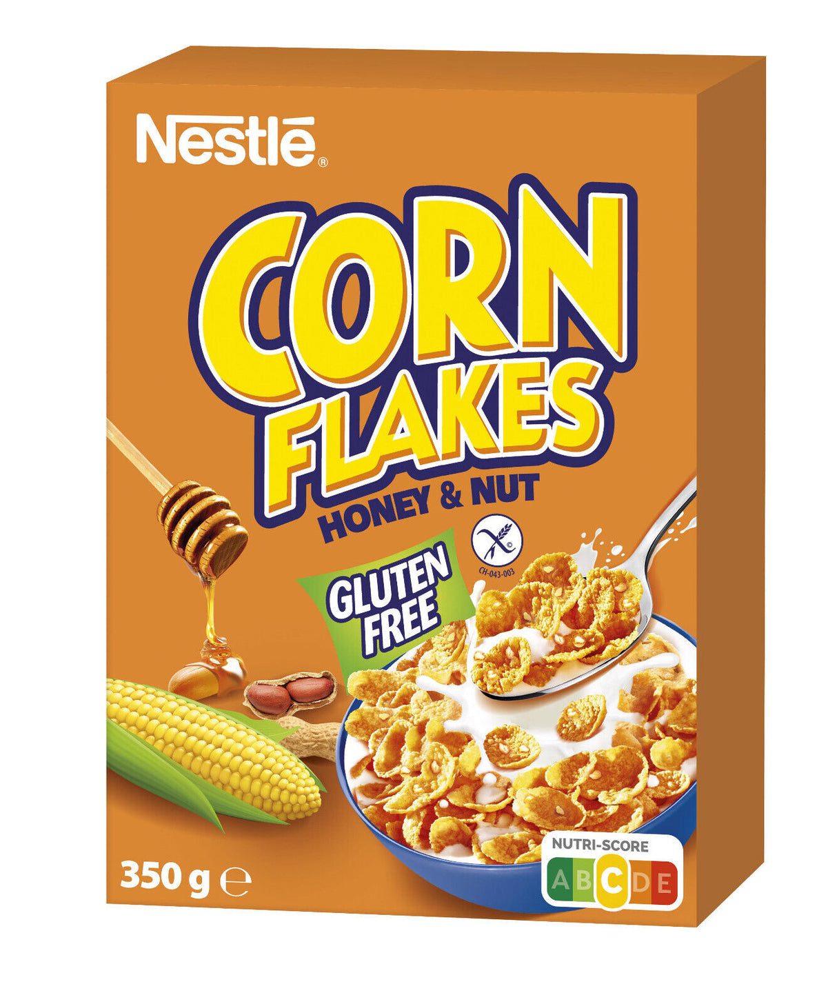 NESTLE CORN FLAKES Honey & Nut Flavor Breakfast Cereal 4 x 350g