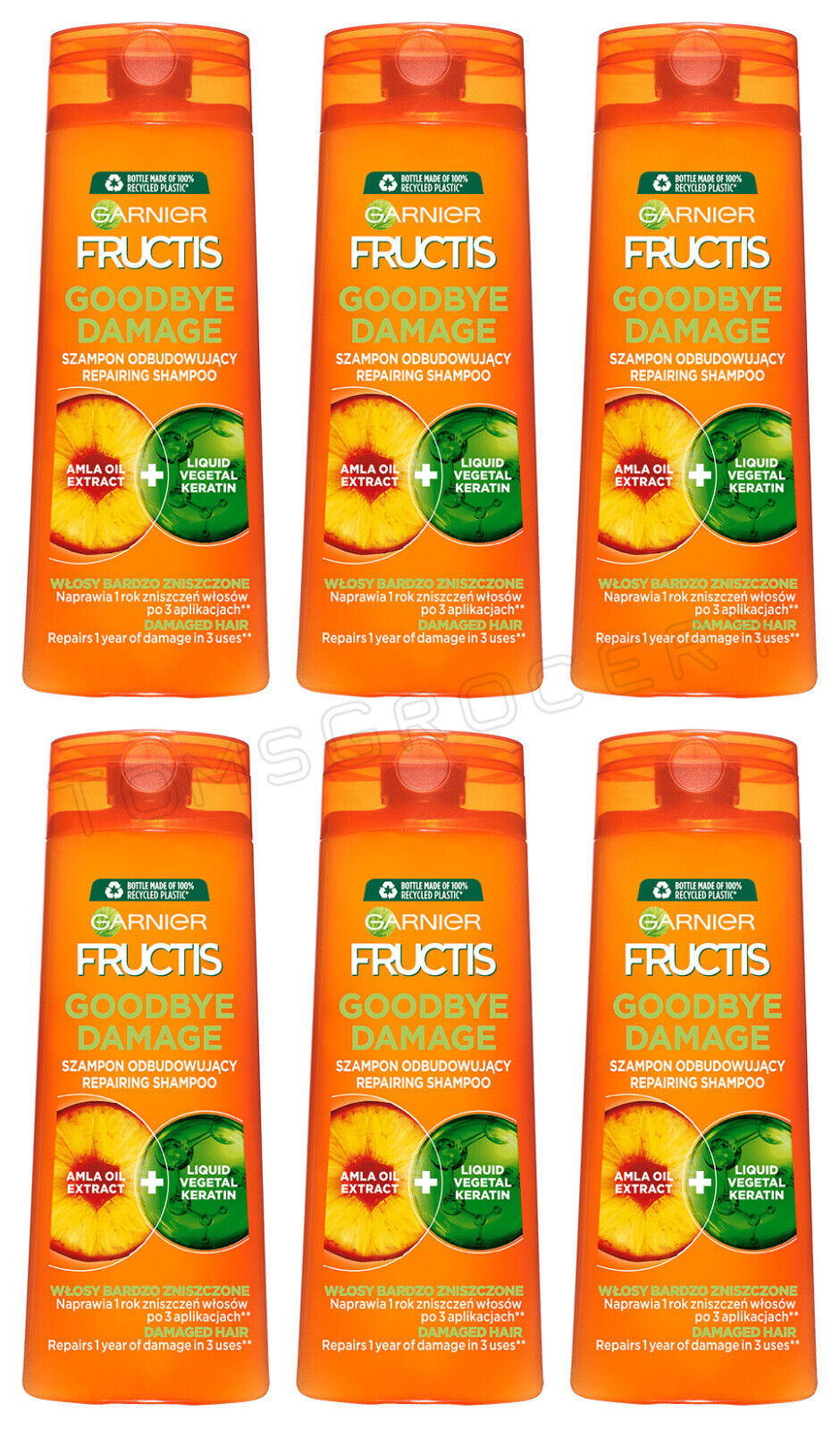 6 GARNIER GOODBYE DAMAGE Repairing Shampoo with Amla Oil & Keratin 250ml
