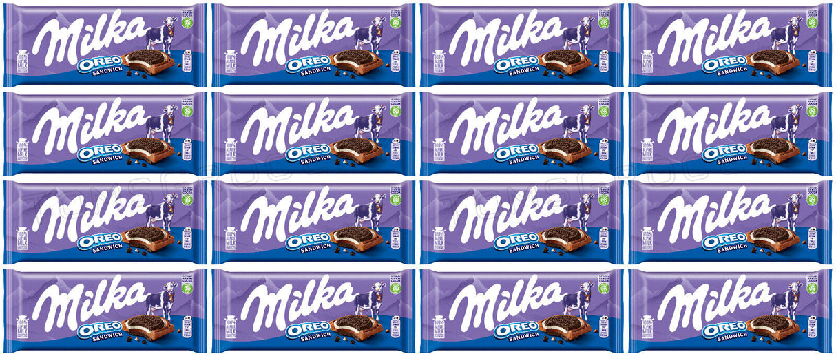 16 MILKA OREO SANDWICH Alpine Milk Chocolate Bar Sweets Candy 92g 3.2oz
