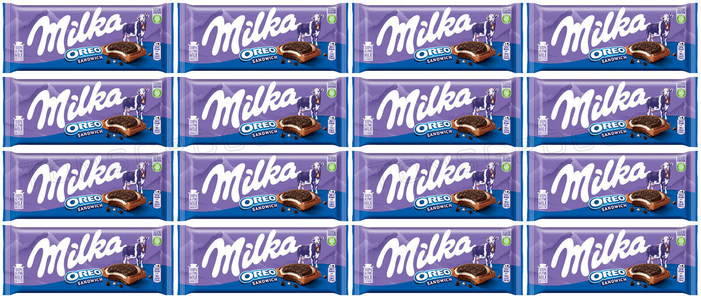 16 MILKA OREO SANDWICH Alpine Milk Chocolate Bar Sweets Candy 92g 3.2oz