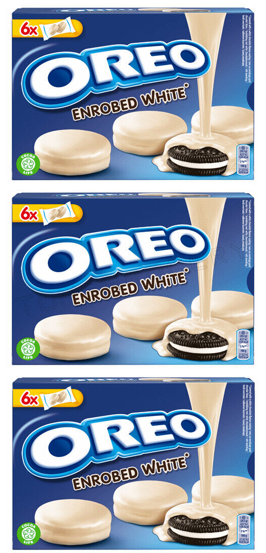 3 OREO ENROBED WHITE Chocolate Cookies Biscuits European Snacks 246g 8.6oz
