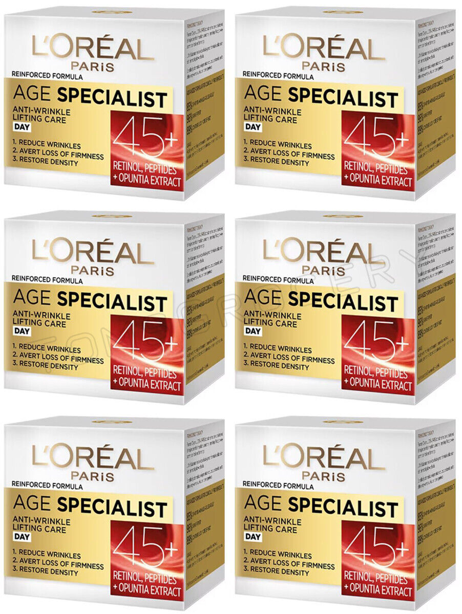 6 L'OREAL AGE SPECIALIST 45+ Anti-Wrinkle Lifting Care Day Creams 50ml