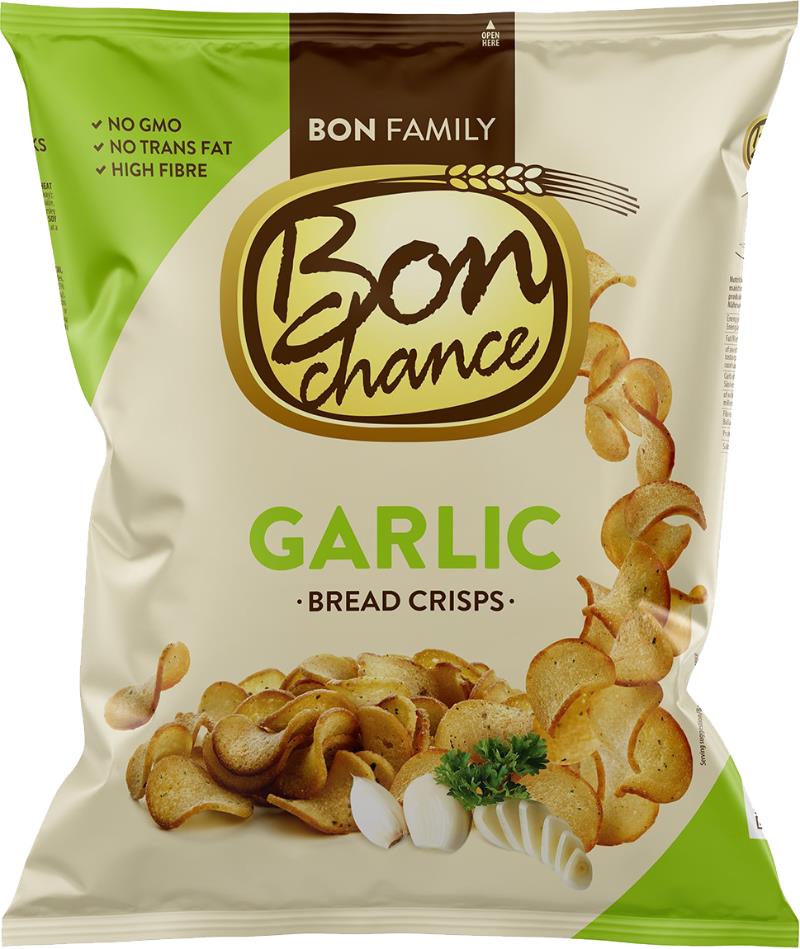 3 BON CHANCE GARLIC Flavor Baked Bread Crisps European Snacks 240g 8.5oz