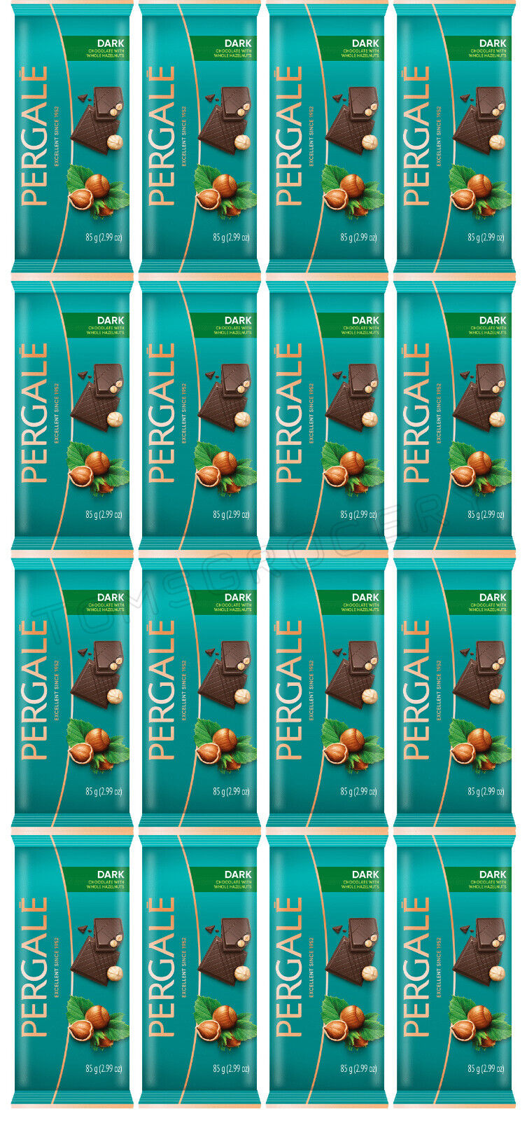 16 PERGALE DARK CHOCOLATE Bars with Whole Hazelnuts 85g 3oz