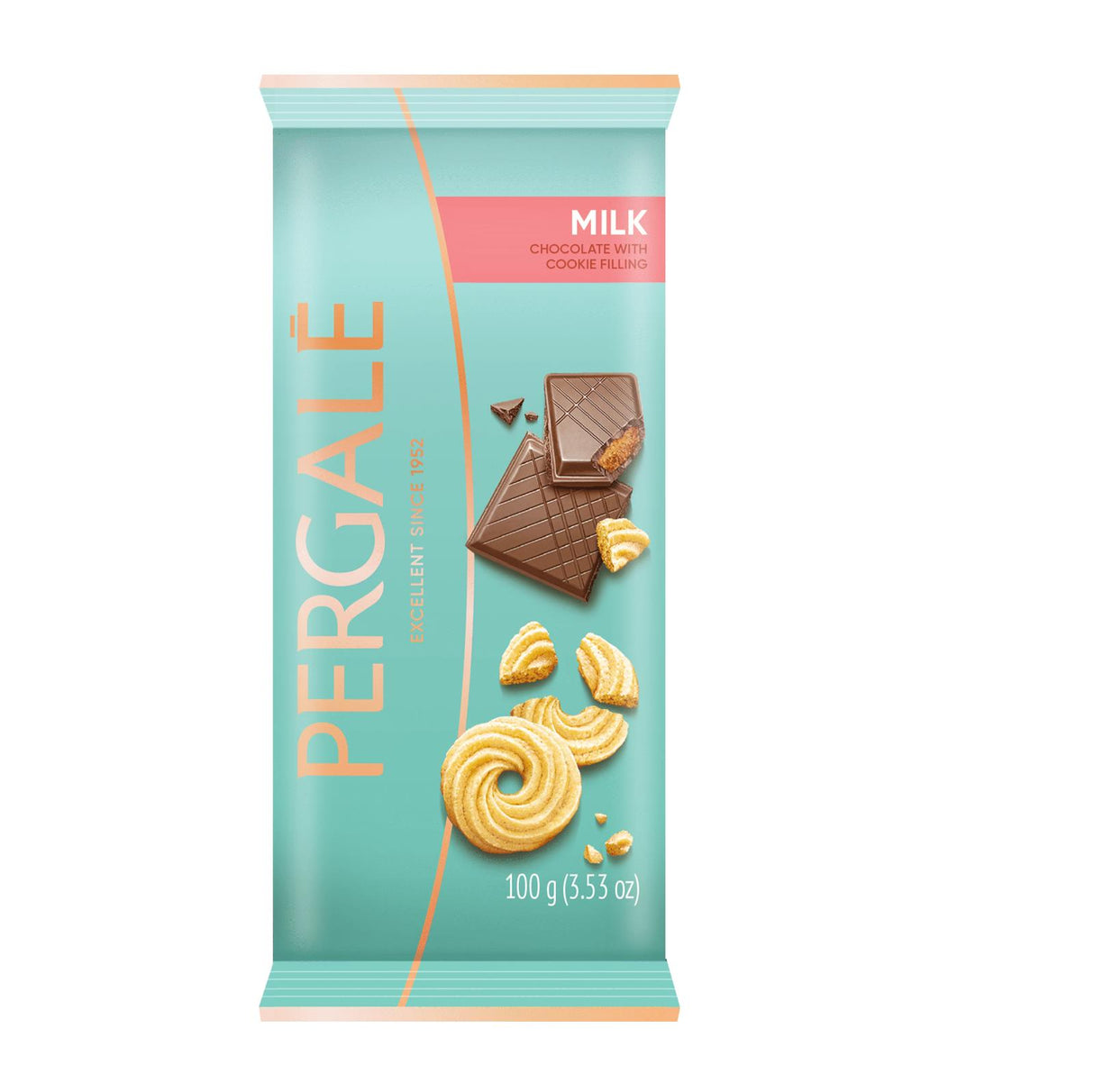 16 PERGALE Milk Chocolate Bars With Cookie Filling 100g