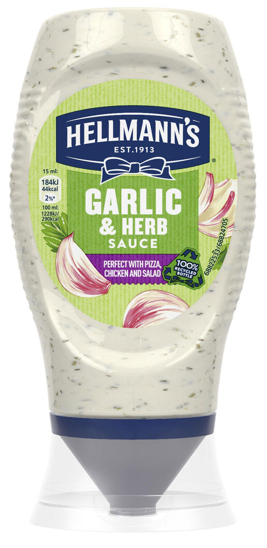 HELLMANNS GARILC & HERB Sauce Bottle 250ml 8.45oz