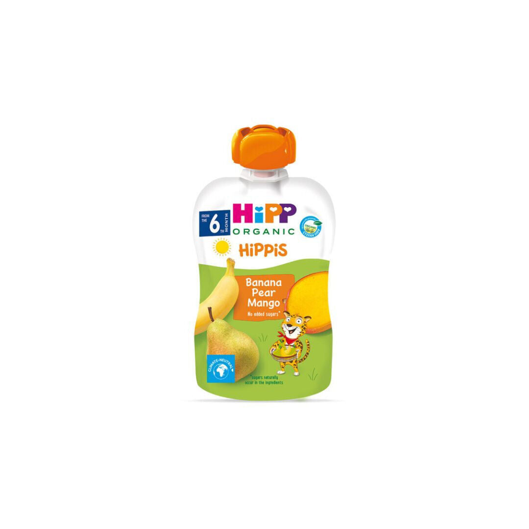 3 HIPP Organic Banana Pear Mango Puree Dessert from 4 Months 100g 3.5oz