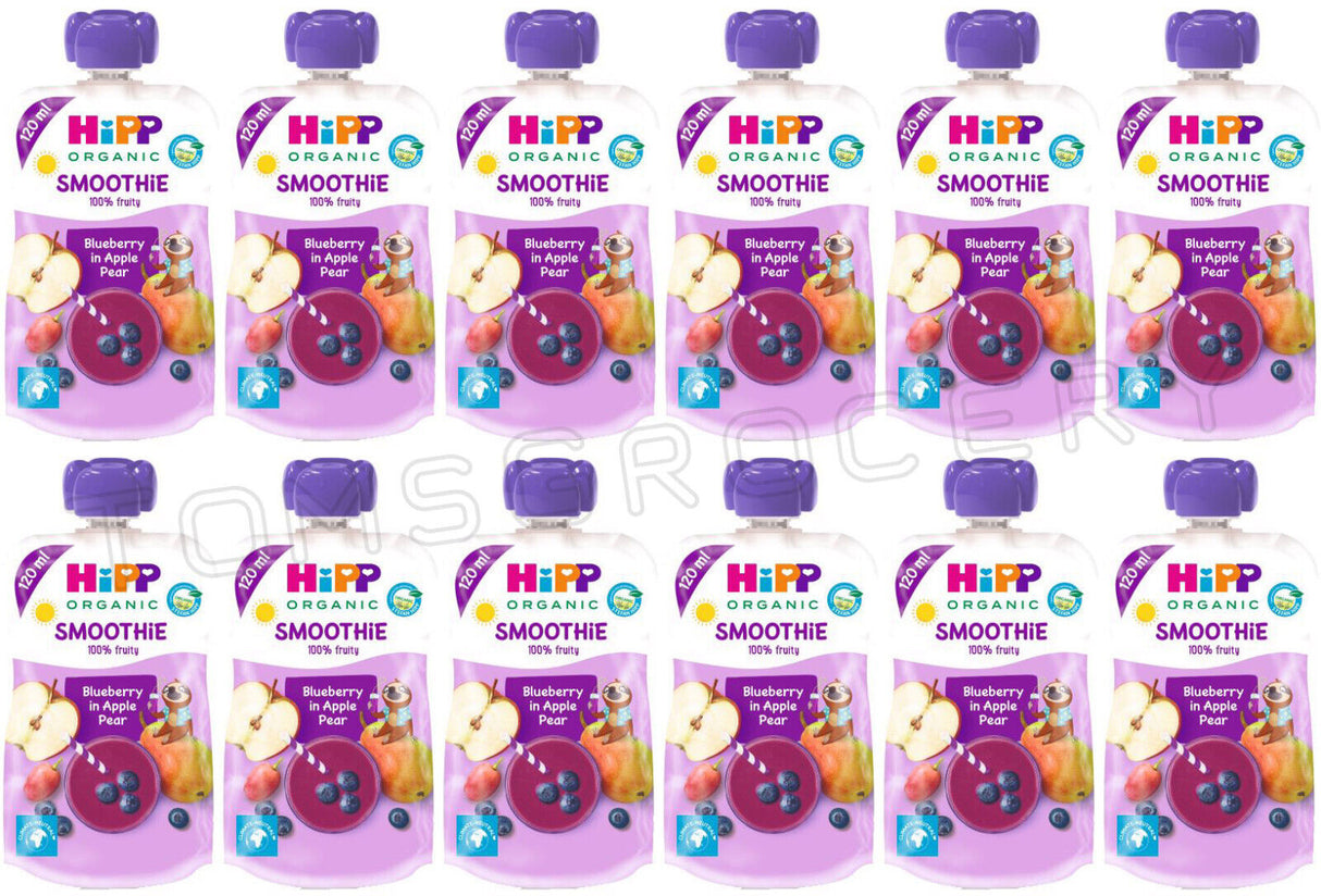 HIPP Organic Blueberry in Apple Pear Smoothie Dessert from 1 Year 12 x 120ml