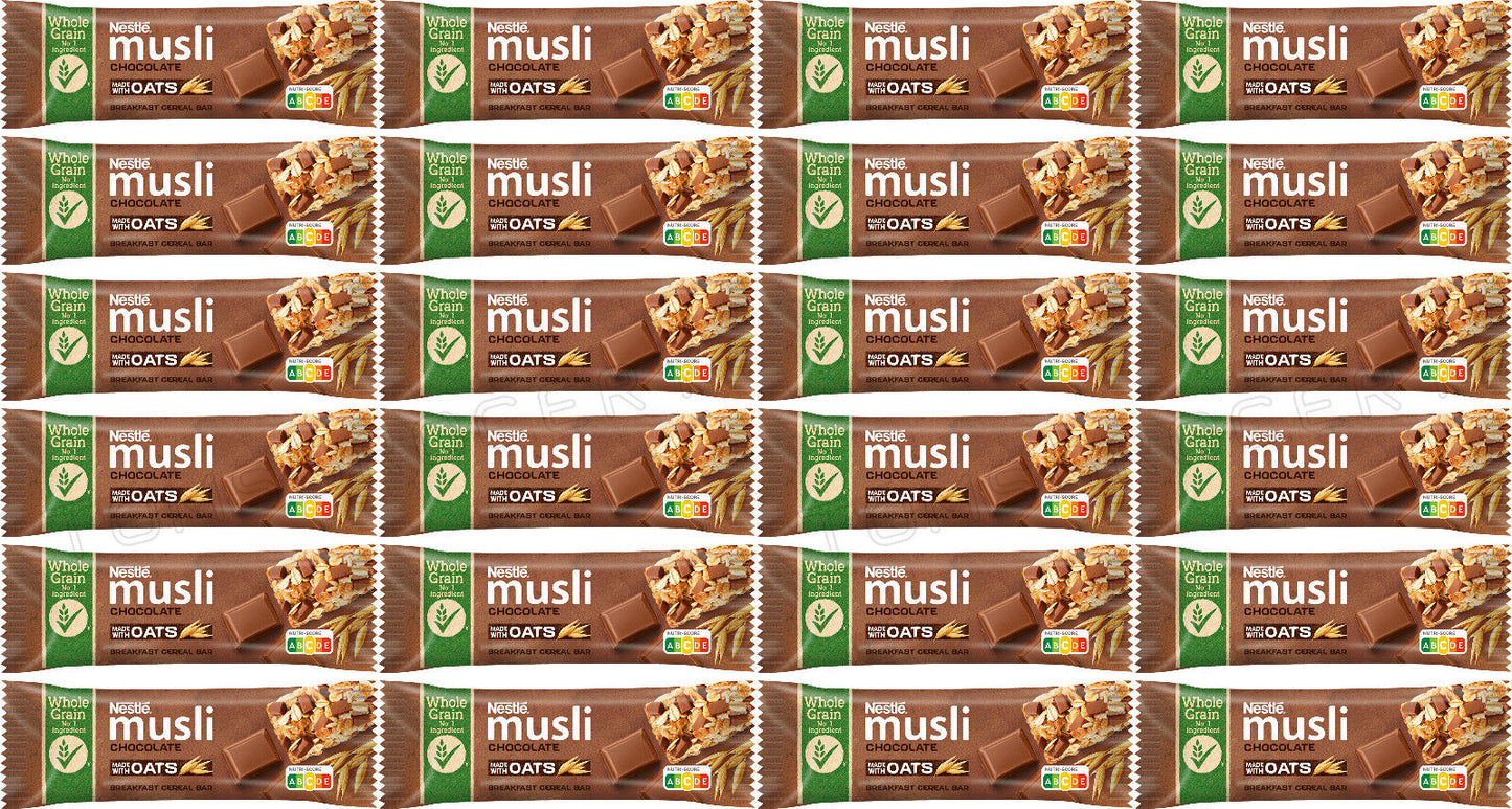 24 NESTLE MUSLI Chocolate Wholegrain Healthy Breakfast Cereal Bars 35g 1.23oz