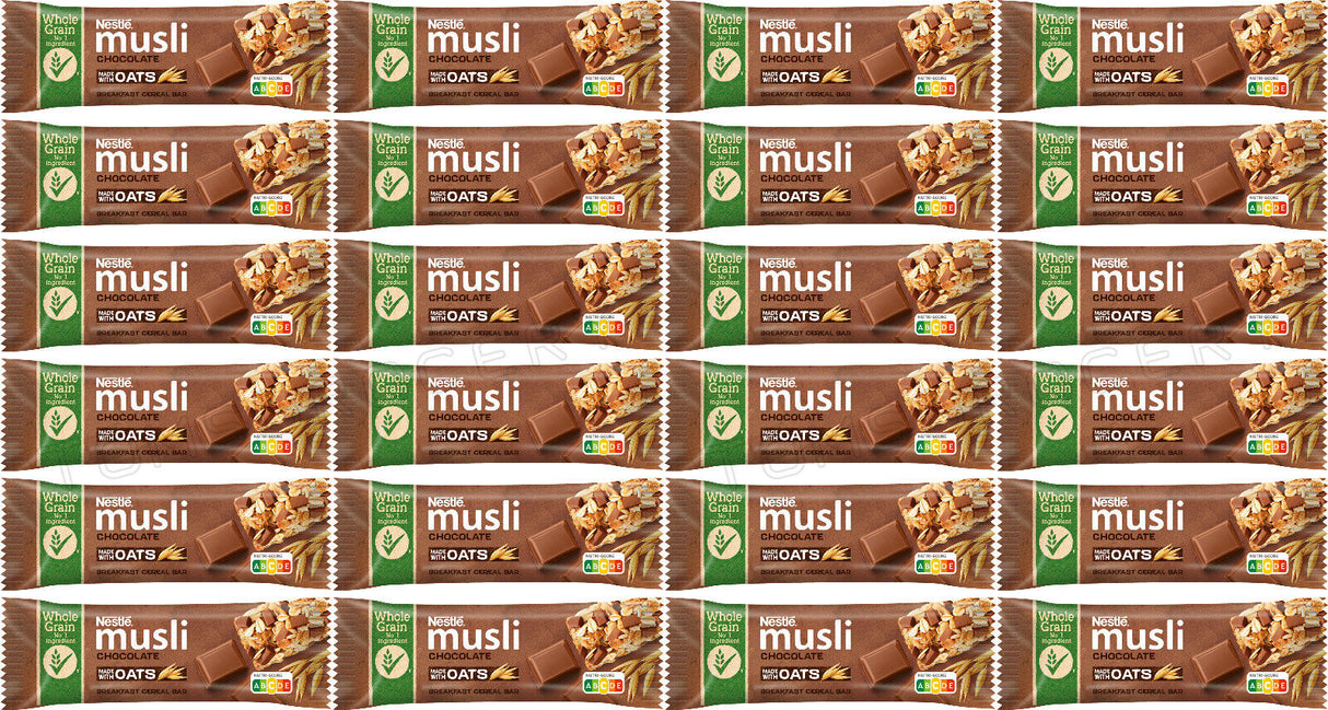 24 NESTLE MUSLI Chocolate Wholegrain Cereal Bars 35g 1.23oz