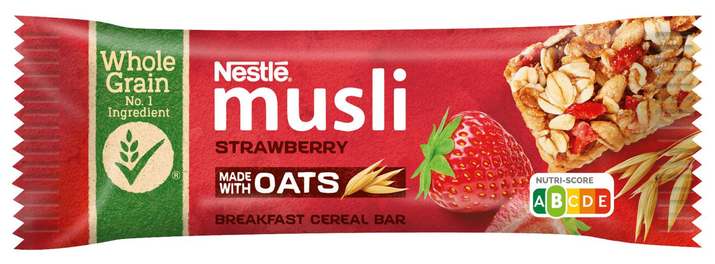 24 NESTLE MUSLI STRAWBERRY Wholegrain Healthy Breakfast Cereal Bars 35g 1.23oz