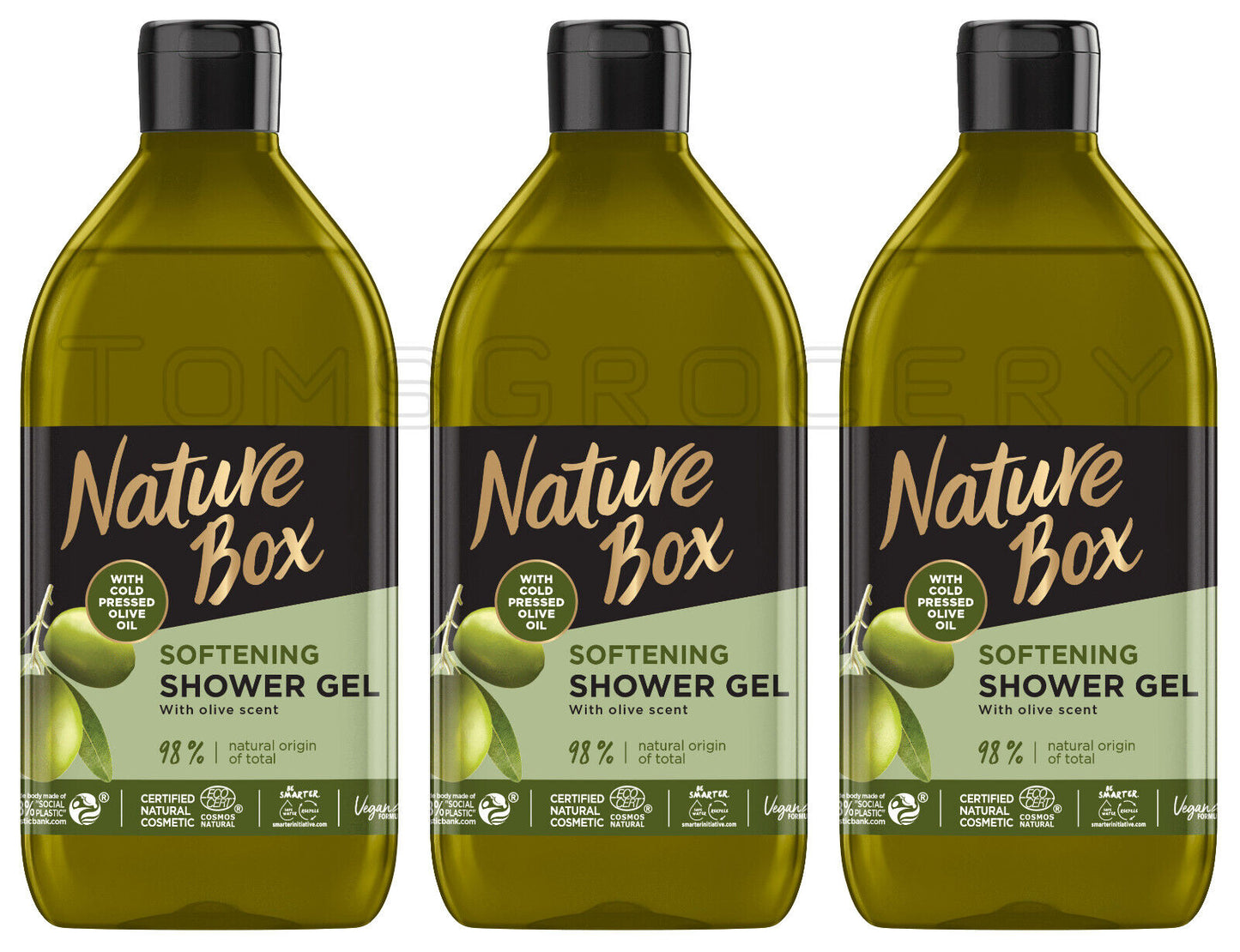 3 NATURE BOX Softening Natural Shower Gel with Olive Oil 385ml 13fl oz