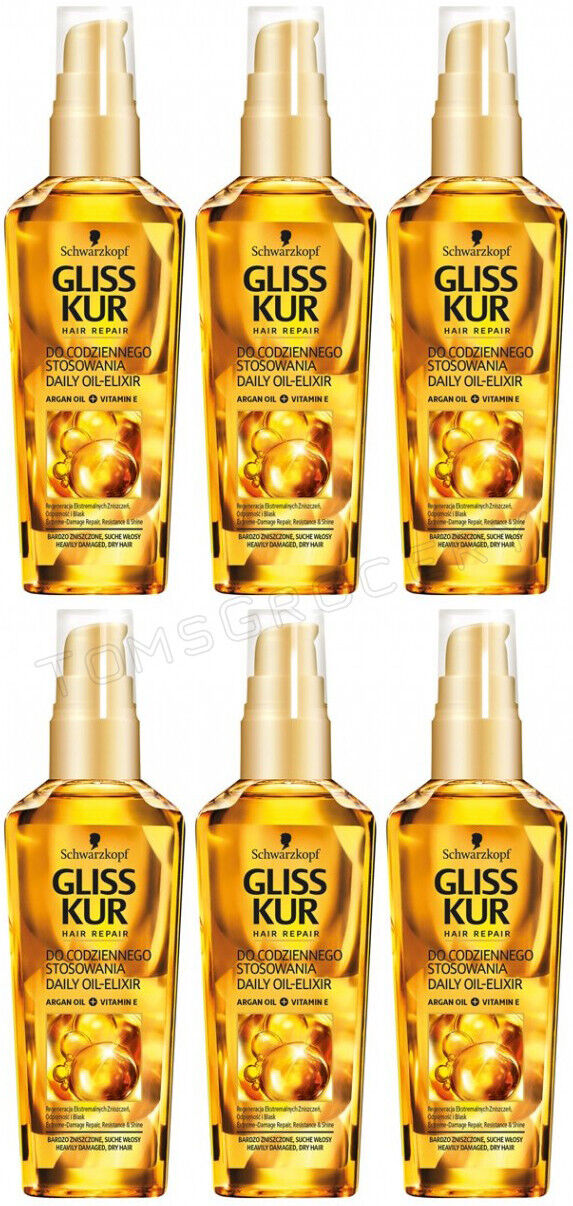 6 GLISS KUR Hair Repair Daily Hair Oil Elixir For Heavily Damaged Dry Hair 75ml