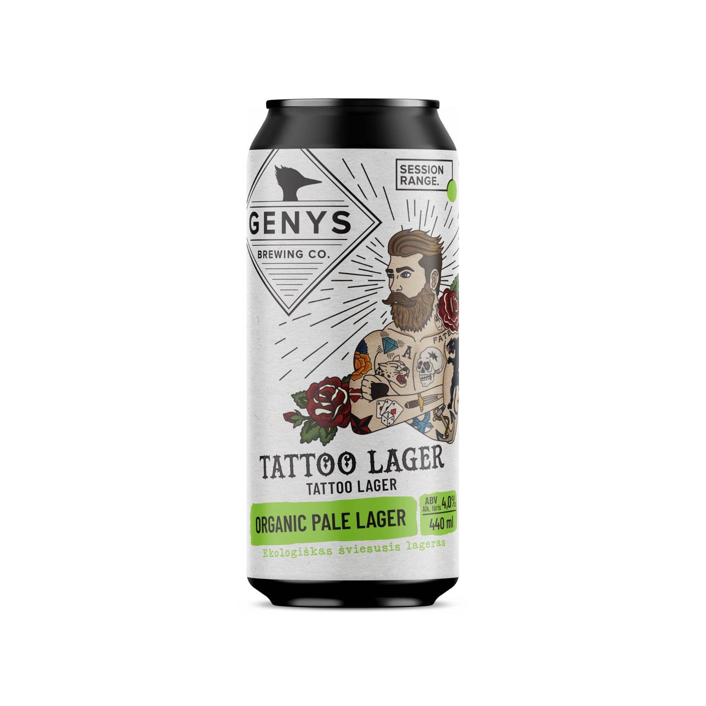 Genys Brewing Empty Collectible Beer Can Tattoo Lager 440ml
