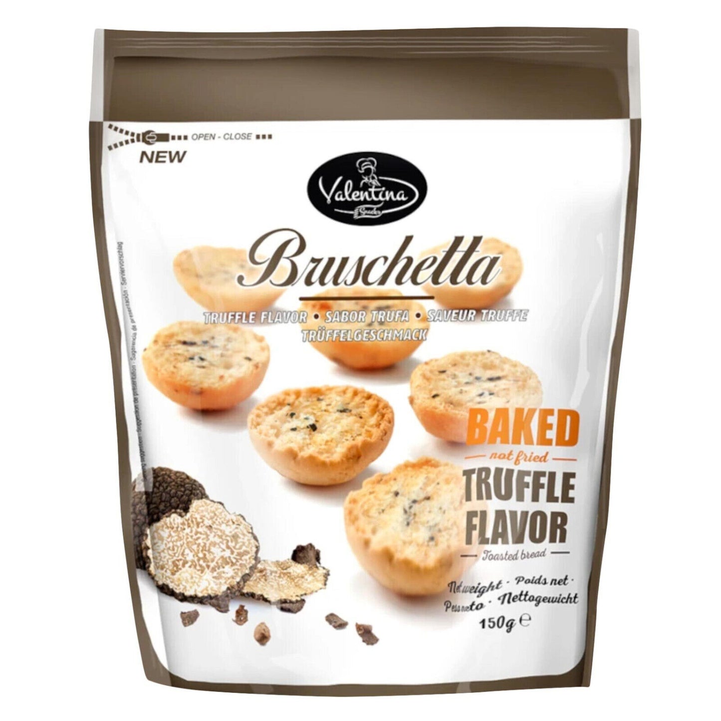 VALENTINA BRUSCHETTA Truffle Flavor Gourmet Baked Bread Snacks Vegan 150g 5.3oz