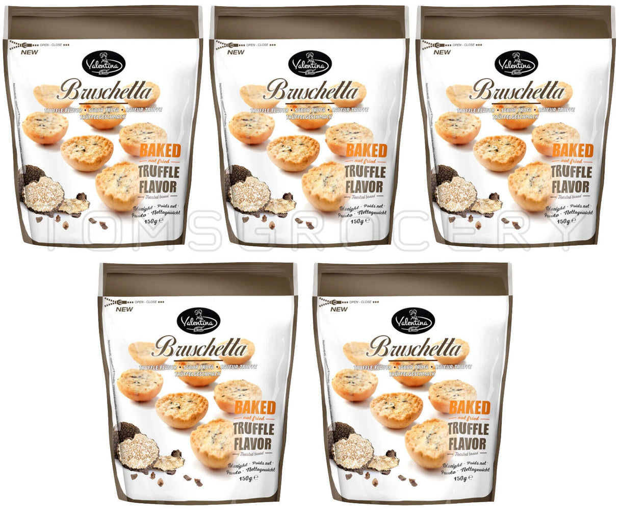 5 VALENTINA BRUSCHETTA Truffle Flavor Gourmet Baked Bread Snacks 150g 5.3oz