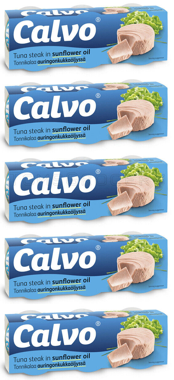 5 CALVO Tuna Steak in Sunflower Oil Made in Spain 240g 8.5oz (15 portions)