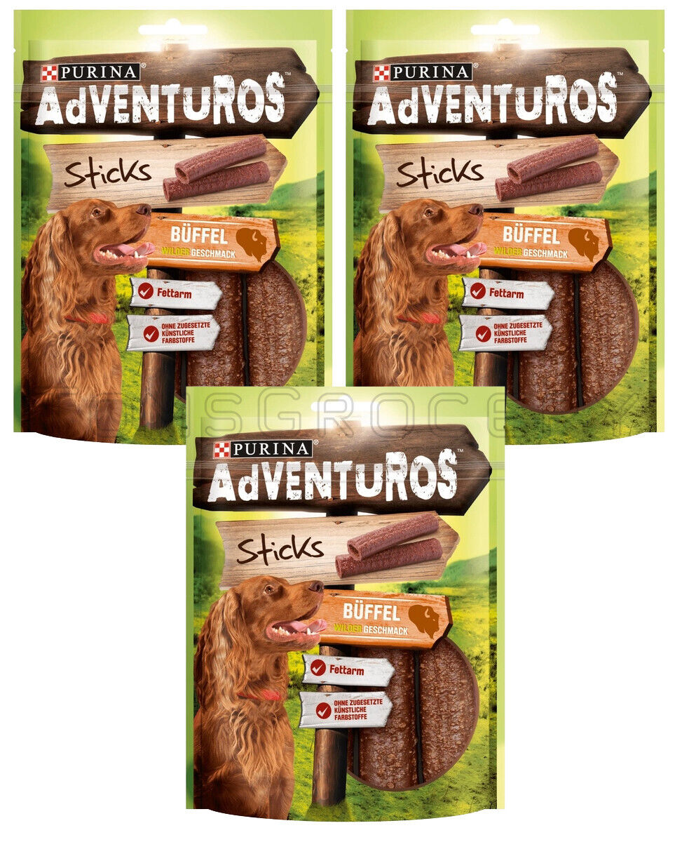 3 PURINA ADVENTUROS Bison Flavor Sticks Dog Treats 120g 4.23oz