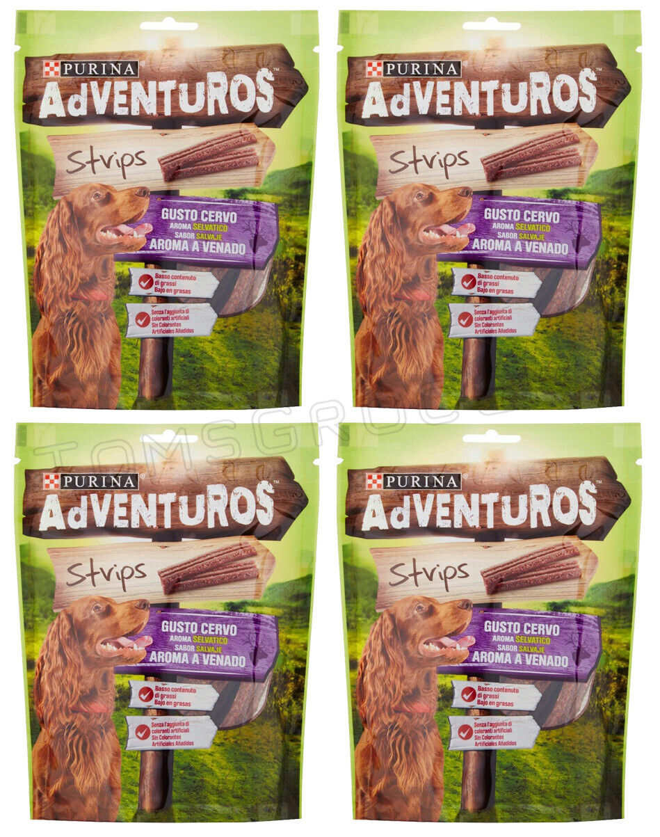4 PURINA ADVENTUROS Venison Wild Flavor Low Fat Strips Dog Treats 90g 3.17oz