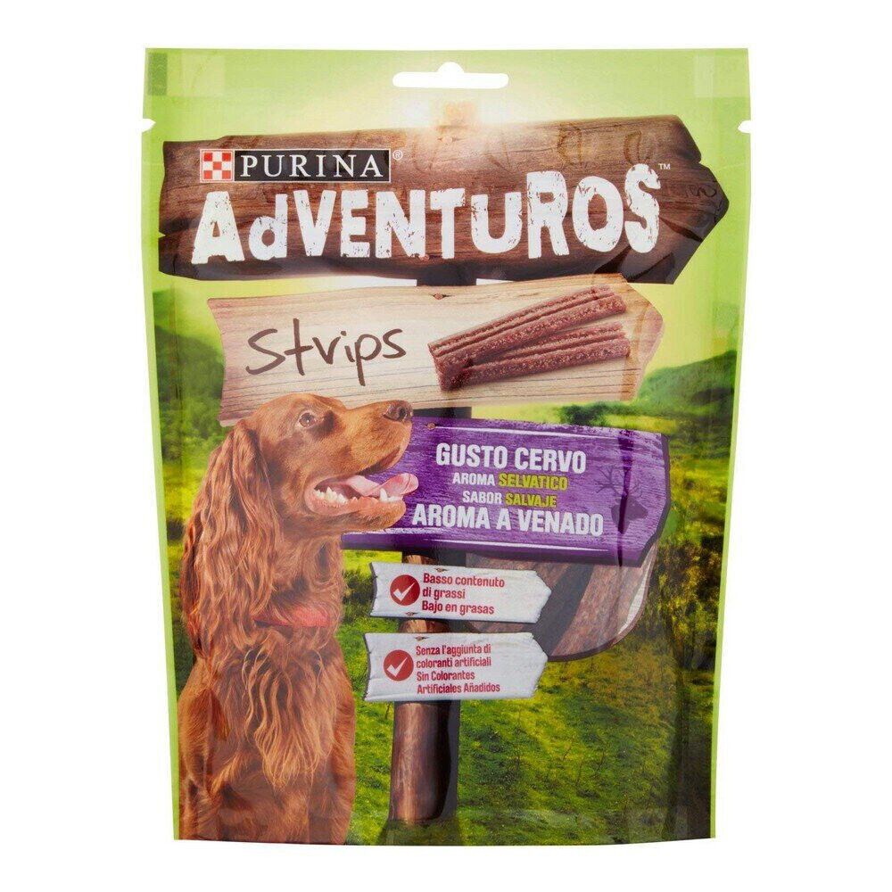 4 PURINA ADVENTUROS Venison Wild Flavor Low Fat Strips Dog Treats 90g 3.17oz
