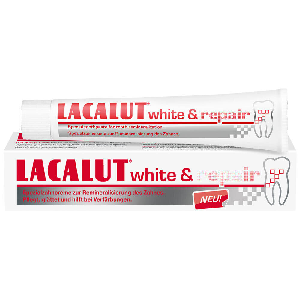 8 LACALUT WHITE & REPAIR Daily Toothpaste for Tooth Remineralization 75ml
