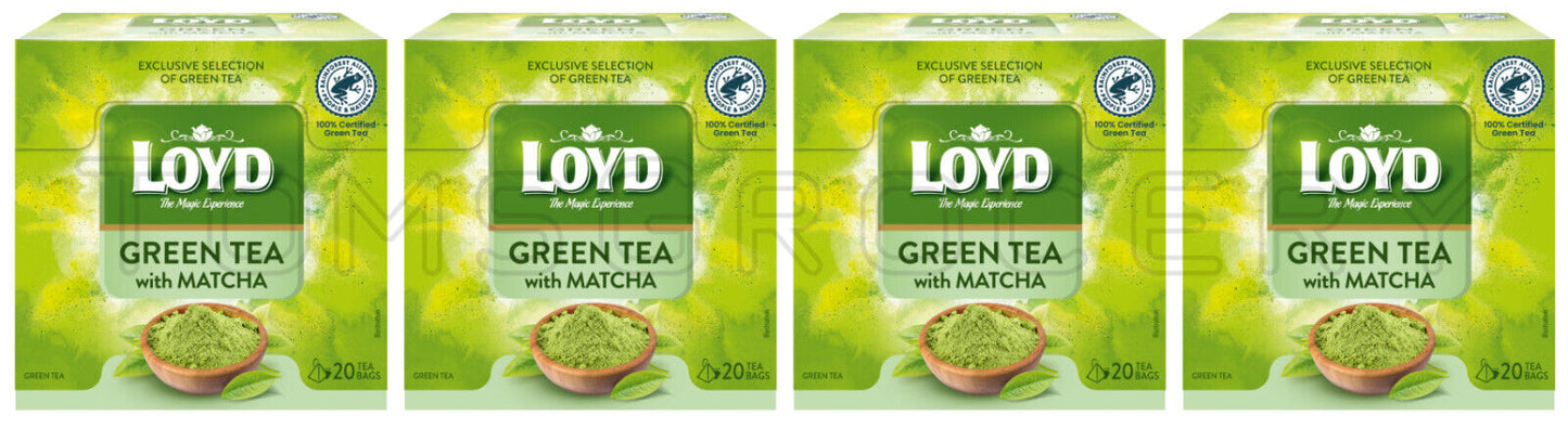 4 LOYD GREEN TEA with MATCHA Tea Boxes Exclusive Selection (80 servings total)