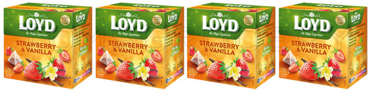 4 LOYD Strawberry & Vanilla Flavored Fruit Tea 20 Teabags Boxes (80 servings)