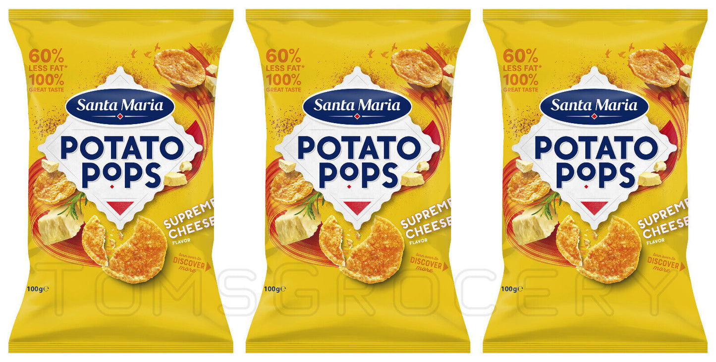 3 Santa Maria Potato Pops Cheese Flavor Chips Low Fat 100g 3.5oz
